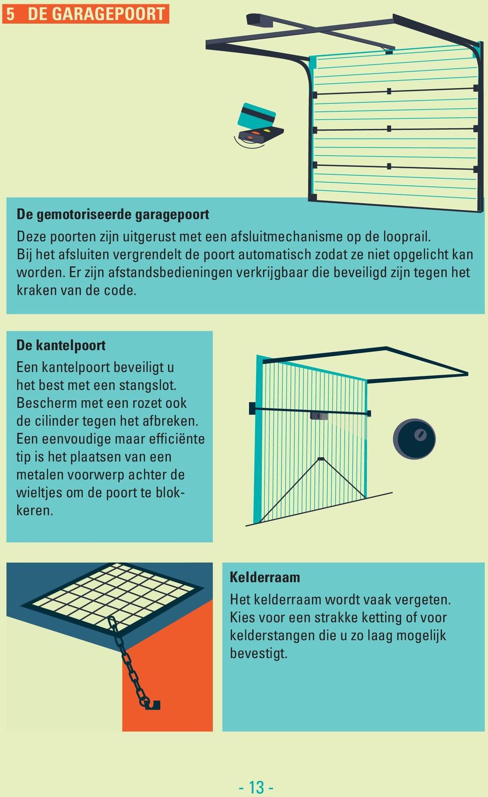 Er zijn afstandsbedieningen verkrijgbaar die beveiligd zijn tegen het kraken van de code. De kantelpoort Een kantelpoort beveiligt u het best met een stangslot.