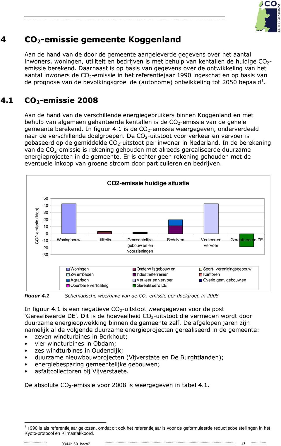 Daarnaast is op basis van gegevens over de ontwikkeling van het aantal inwoners de CO 2 -emissie in het referentiejaar 1990 ingeschat en op basis van de prognose van de bevolkingsgroei de (autonome)