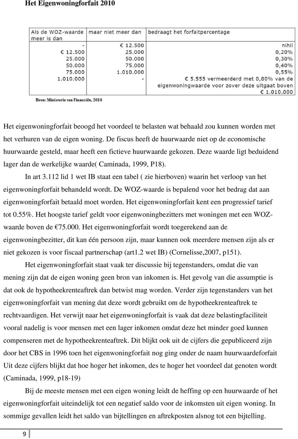 In art 3.112 lid 1 wet IB staat een tabel ( zie hierboven) waarin het verloop van het eigenwoningforfait behandeld wordt.