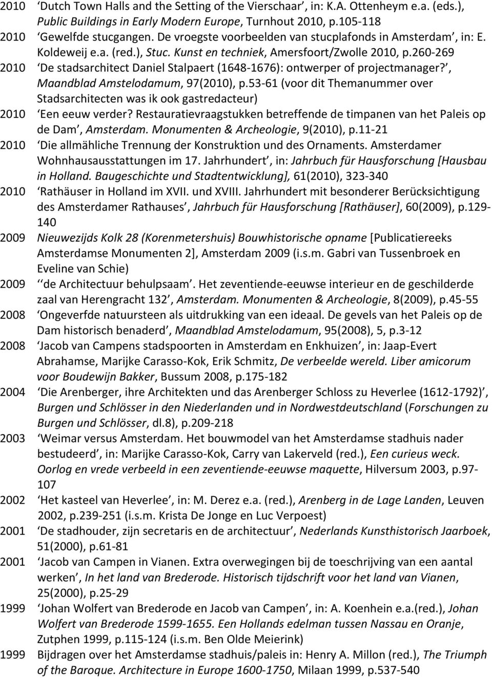 260-269 2010 De stadsarchitect Daniel Stalpaert (1648-1676): ontwerper of projectmanager?, Maandblad Amstelodamum, 97(2010), p.
