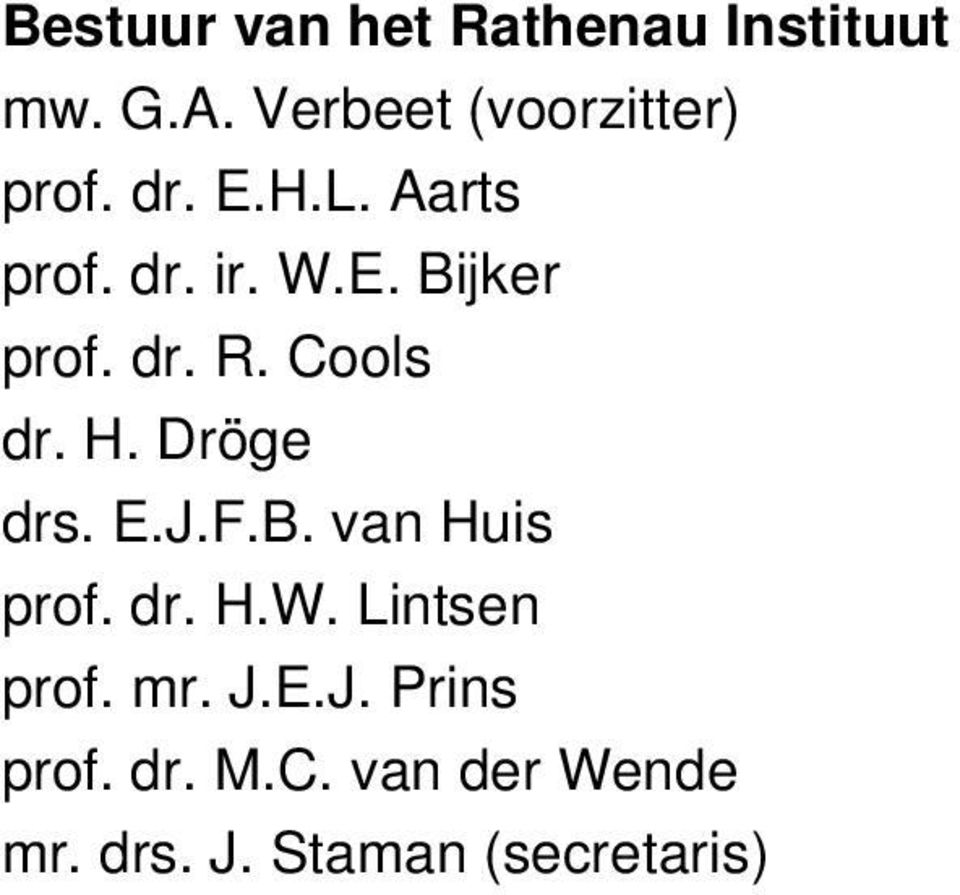 dr. R. Cools dr. H. Dröge drs. E.J.F.B. van Huis prof. dr. H.W.
