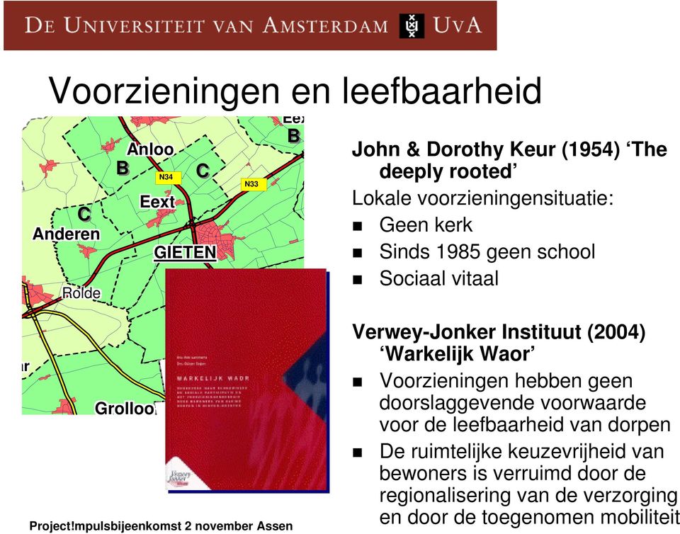 Instituut (2004) Warkelijk Waor Voorzieningen hebben geen doorslaggevende voorwaarde voor de leefbaarheid van dorpen De