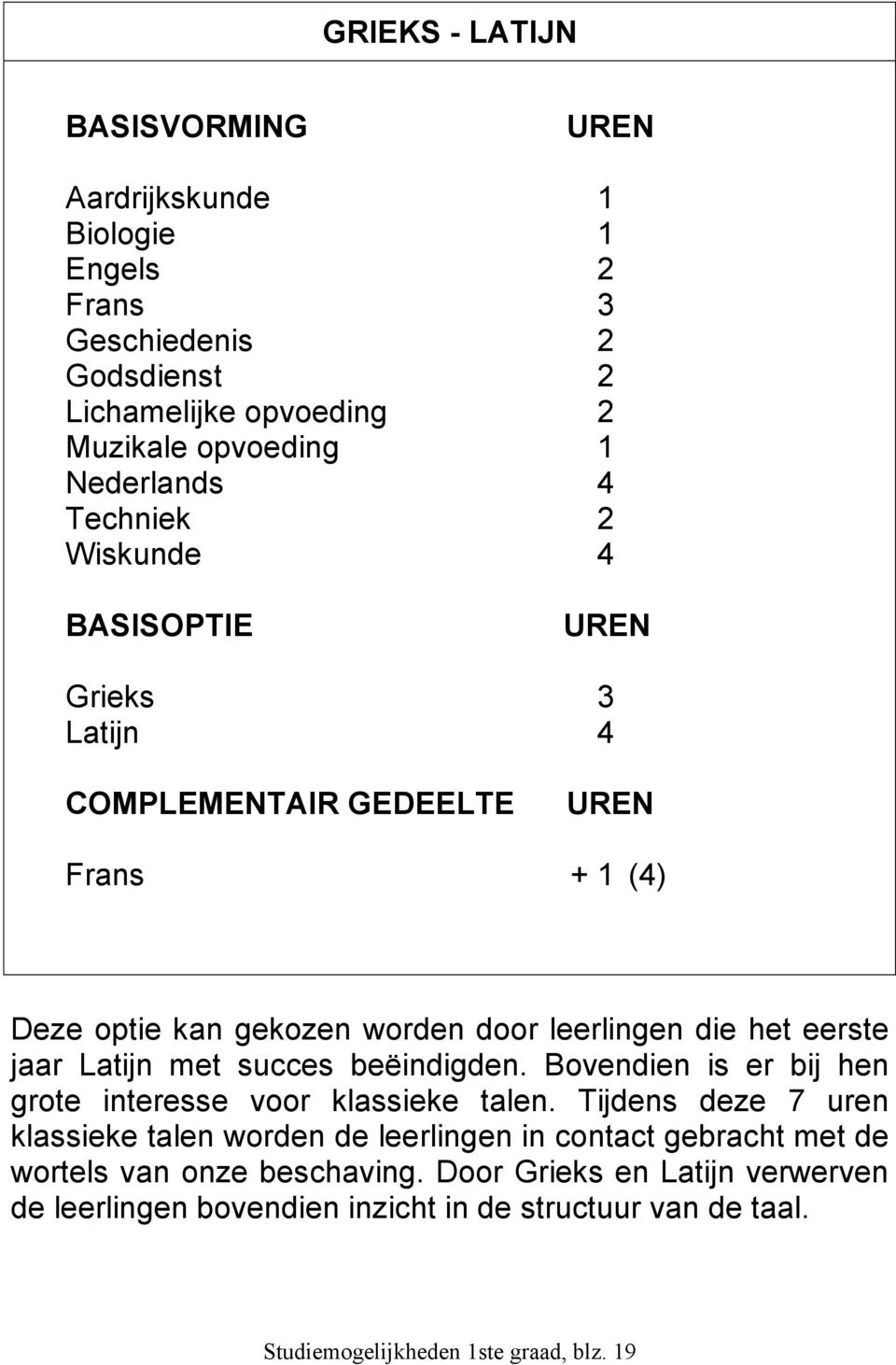 Latijn met succes beëindigden. Bovendien is er bij hen grote interesse voor klassieke talen.