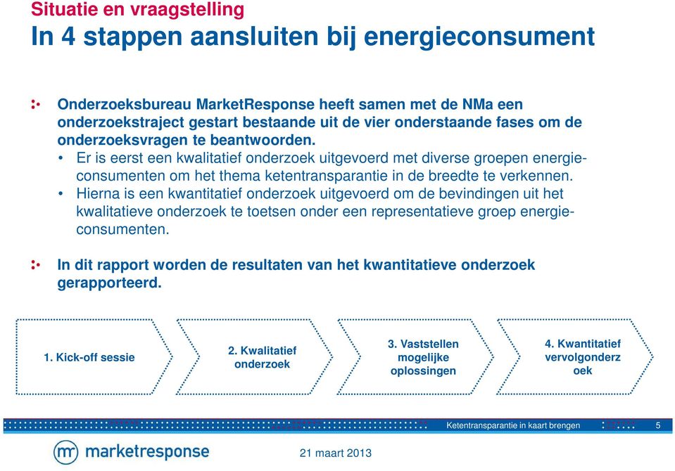 Hierna is een kwantitatief onderzoek uitgevoerd om de bevindingen uit het kwalitatieve onderzoek te toetsen onder een representatieve groep energieconsumenten.