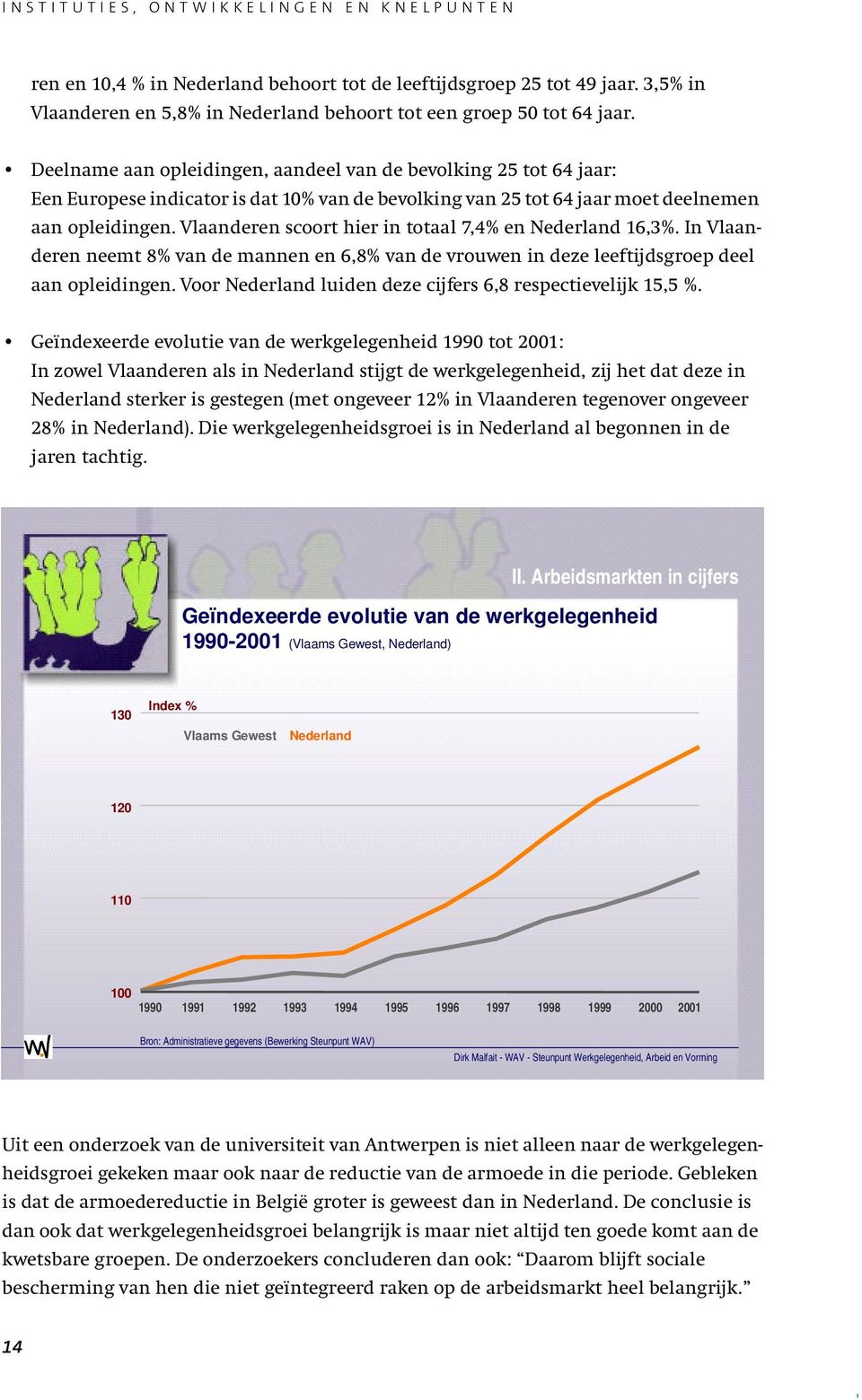 Vlaanderen scoort hier in totaal 7,4% en Nederland 16,3%. In Vlaanderen neemt 8% van de mannen en 6,8% van de vrouwen in deze leeftijdsgroep deel aan opleidingen.