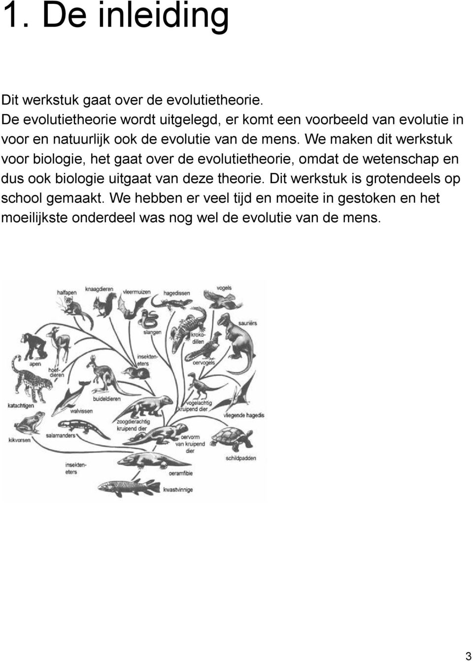 mens. We maken dit werkstuk voor biologie, het gaat over de evolutietheorie, omdat de wetenschap en dus ook biologie