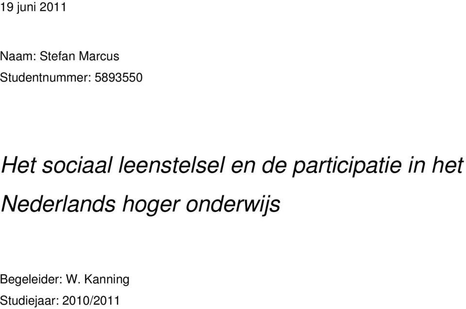 leenstelsel en de participatie in het