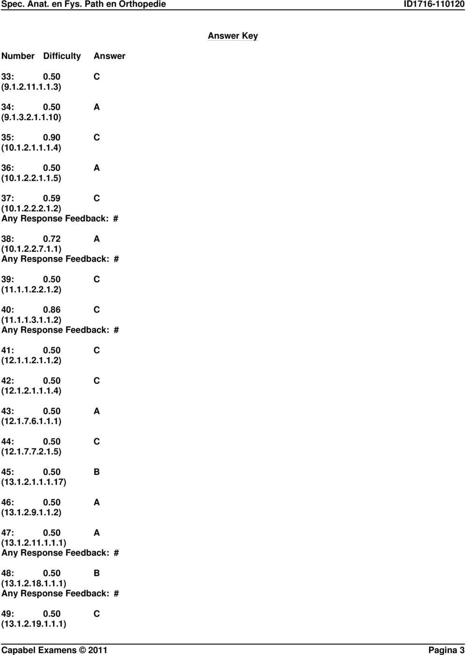 50 C (12.1.2.1.1.1.4) 43: 0.50 A (12.1.7.6.1.1.1) 44: 0.50 C (12.1.7.7.2.1.5) 45: 0.50 B (13.1.2.1.1.1.17) 46: 0.50 A (13.1.2.9.1.1.2) 47: 0.