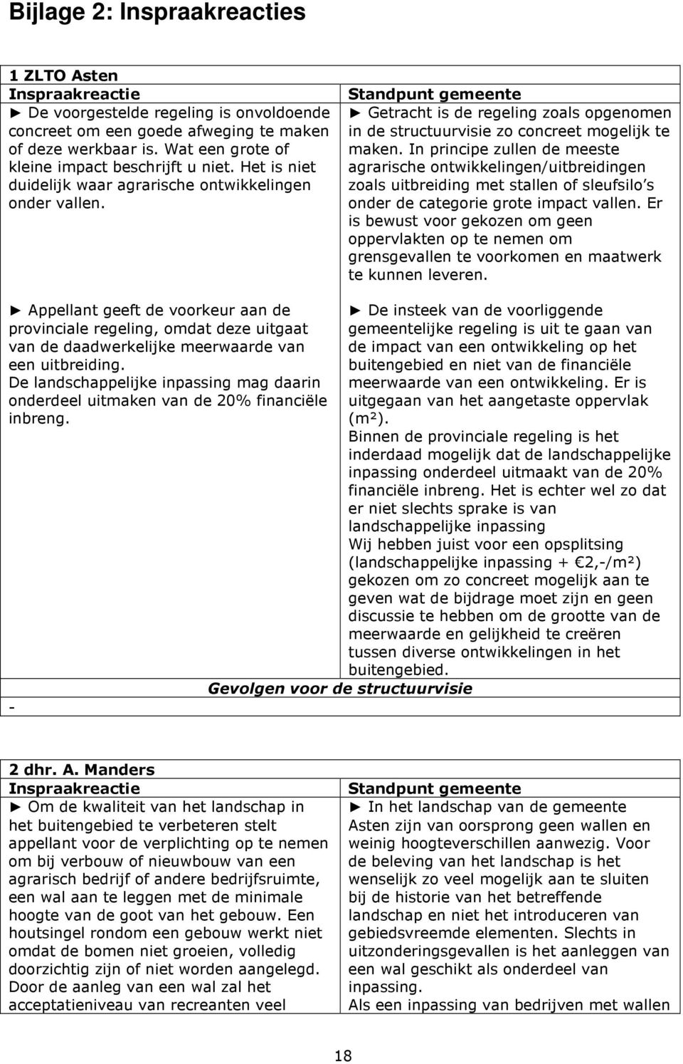 Standpunt gemeente Getracht is de regeling zoals opgenomen in de structuurvisie zo concreet mogelijk te maken.