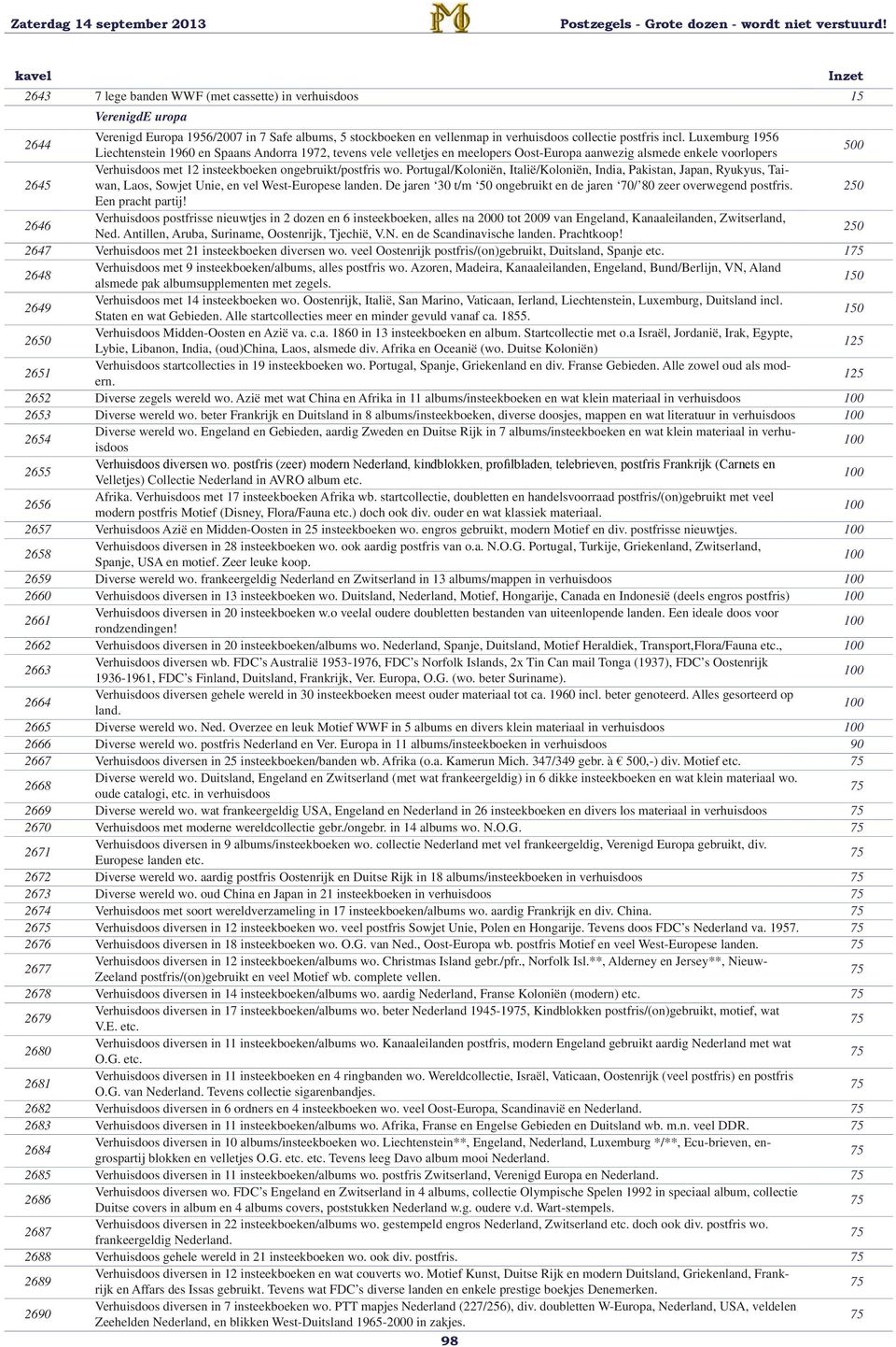 wo. Portugal/Koloniën, Italië/Koloniën, India, Pakistan, Japan, Ryukyus, Taiwan, Laos, Sowjet Unie, en vel West-Europese landen. De jaren 30 t/m ongebruikt en de jaren 70/ 80 zeer overwegend postfris.