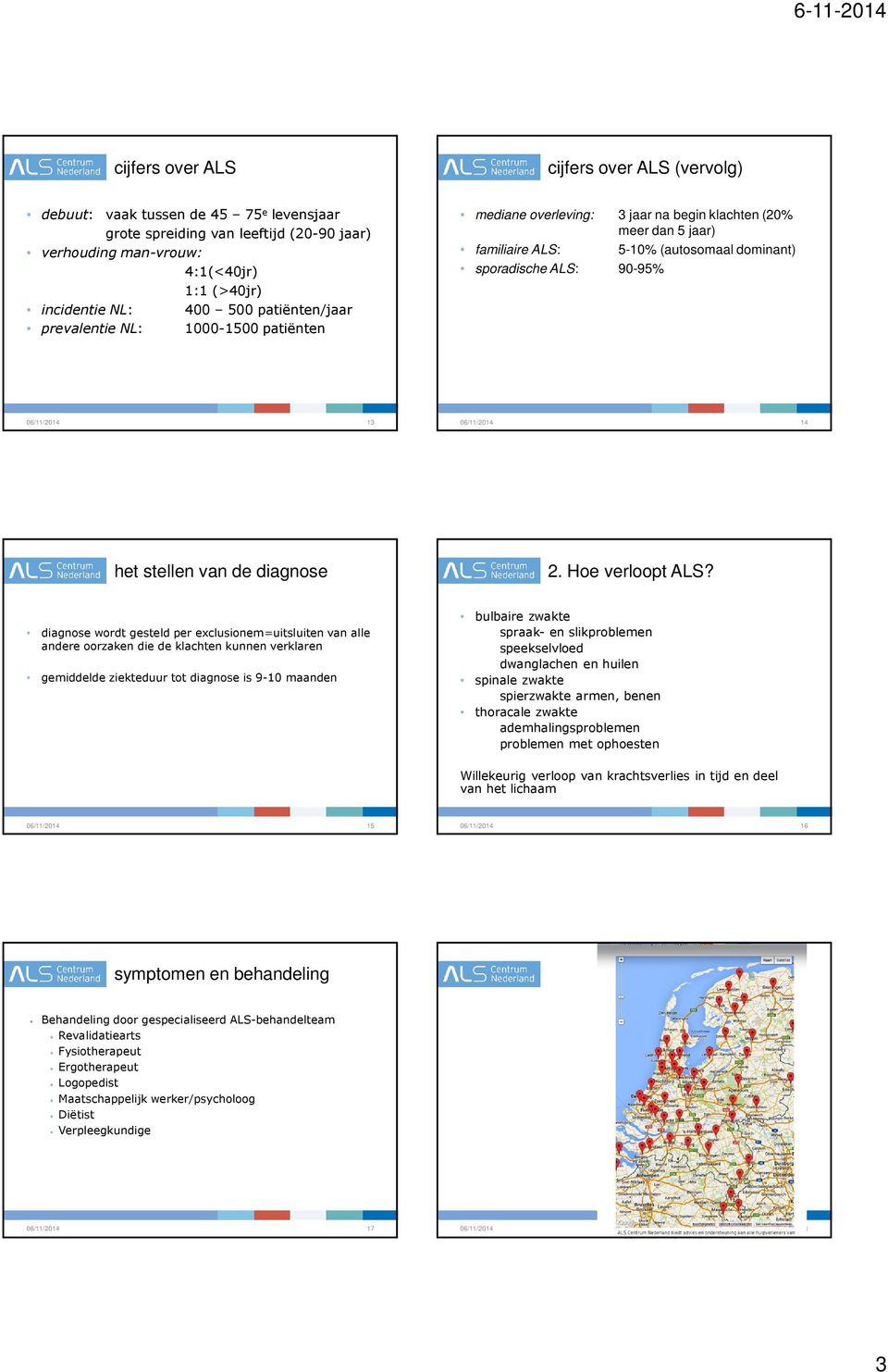 06/11/2014 14 het stellen van de diagnose 2. Hoe verloopt ALS?