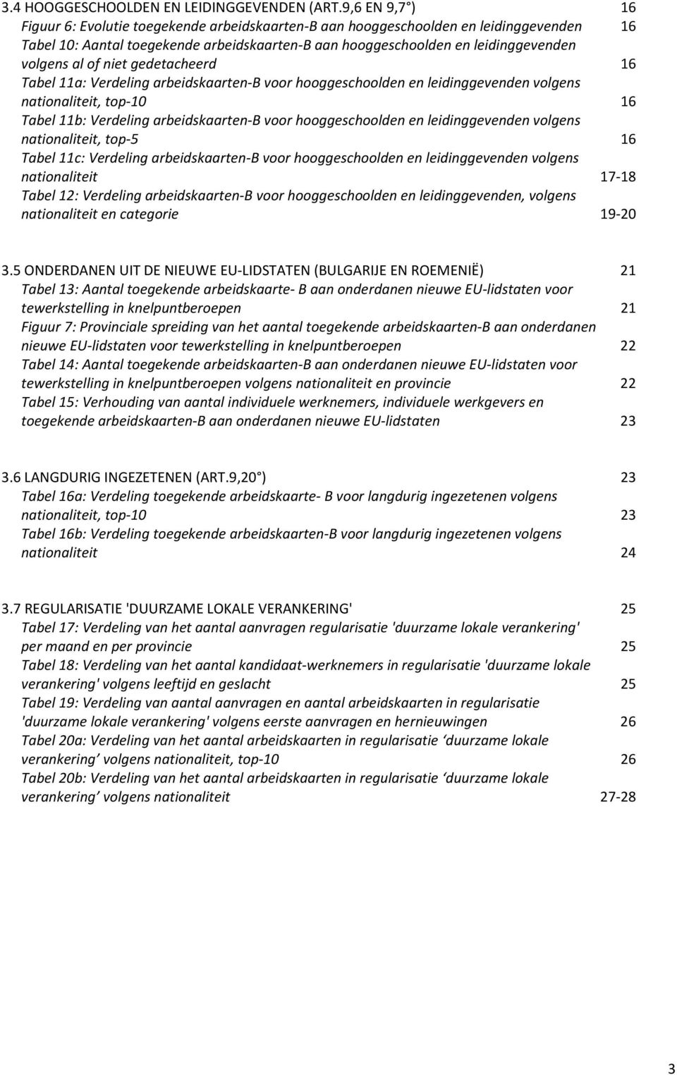 of niet gedetacheerd 16 Tabel 11a: Verdeling arbeidskaarten-b voor hooggeschoolden en leidinggevenden volgens nationaliteit, top-10 16 Tabel 11b: Verdeling arbeidskaarten-b voor hooggeschoolden en