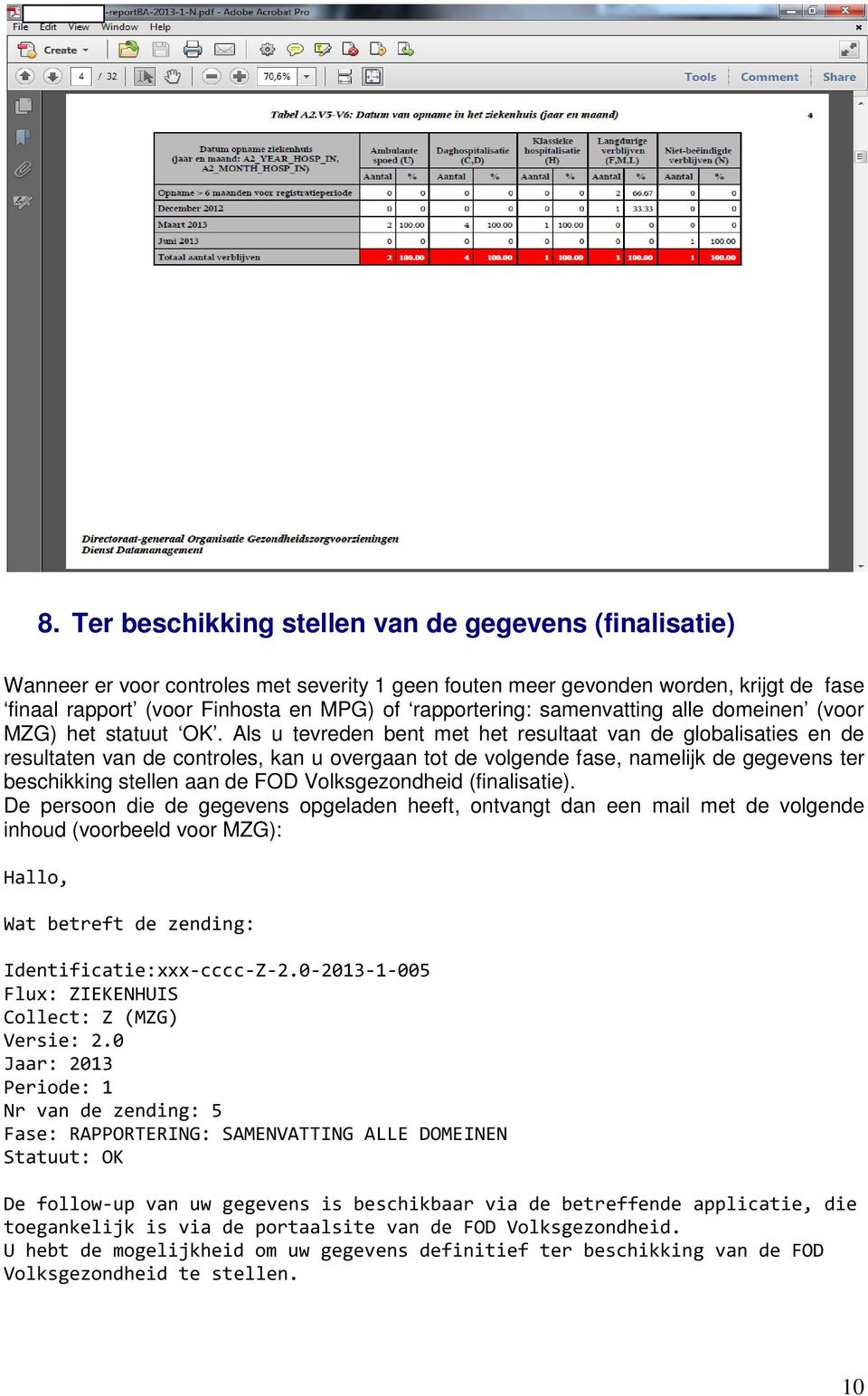 Als u tevreden bent met het resultaat van de globalisaties en de resultaten van de controles, kan u overgaan tot de volgende fase, namelijk de gegevens ter beschikking stellen aan de FOD