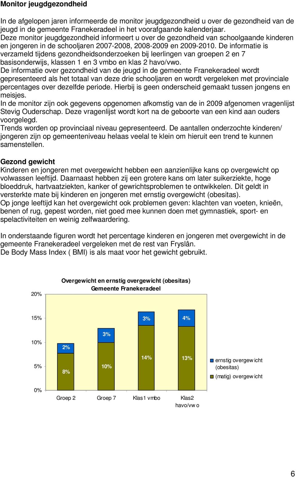 De informatie is verzameld tijdens gezondheidsonderzoeken bij leerlingen van groepen 2 en 7 basisonderwijs, klassen 1 en 3 vmbo en klas 2 havo/vwo.