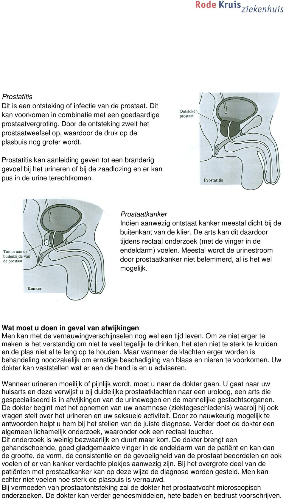 Prostatitis kan aanleiding geven tot een branderig gevoel bij het urineren of bij de zaadlozing en er kan pus in de urine terechtkomen.