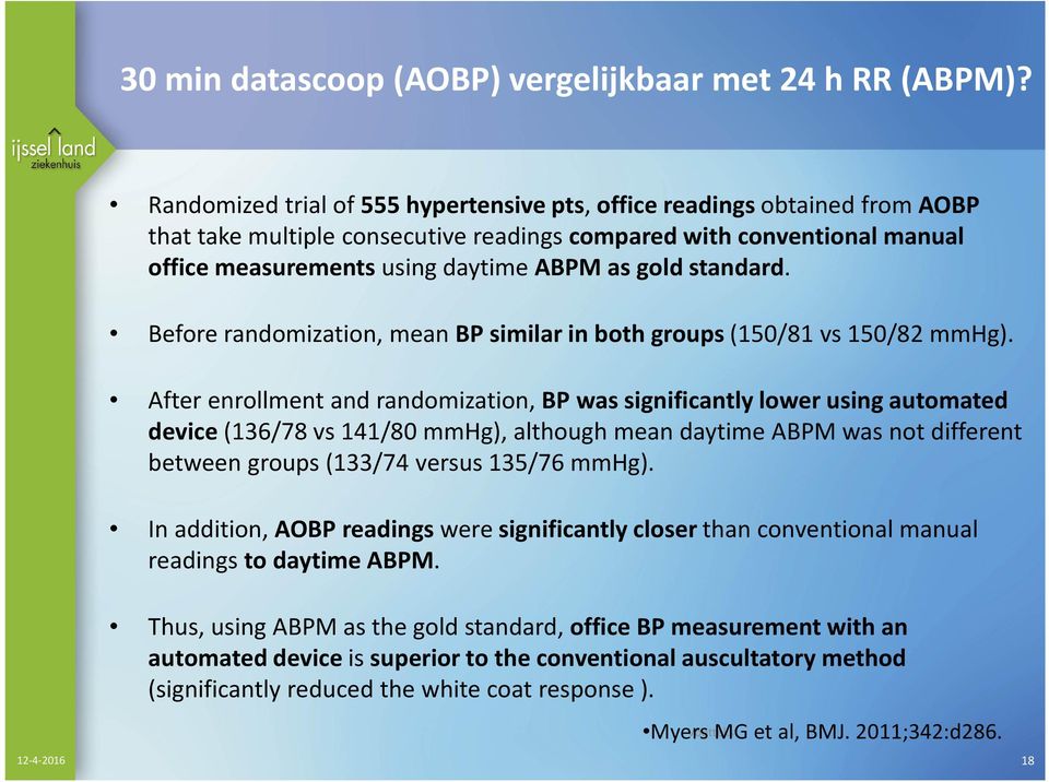 standard. Before randomization, mean BP similar in both groups (150/81 vs 150/82 mmhg).