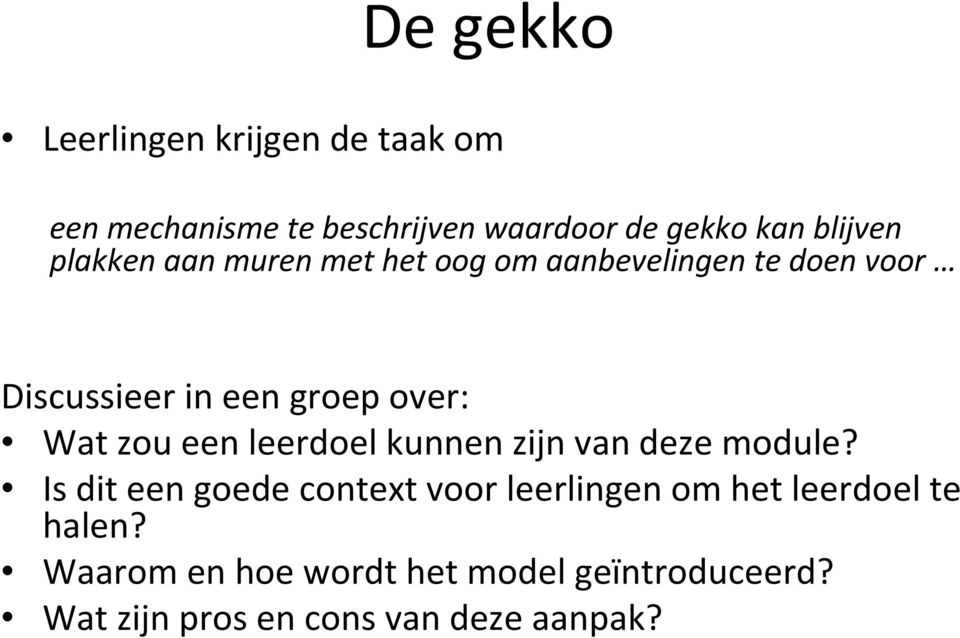 over: Wat zou een leerdoel kunnen zijn van deze module?