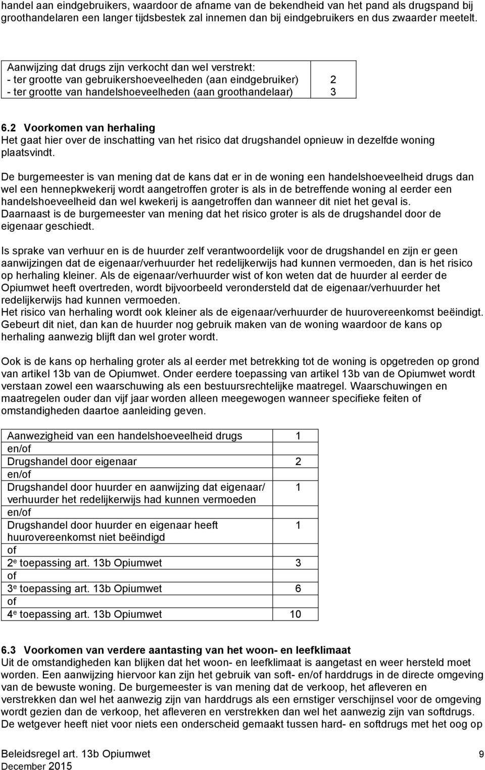 2 Voorkomen van herhaling Het gaat hier over de inschatting van het risico dat drugshandel opnieuw in dezelfde woning plaatsvindt.