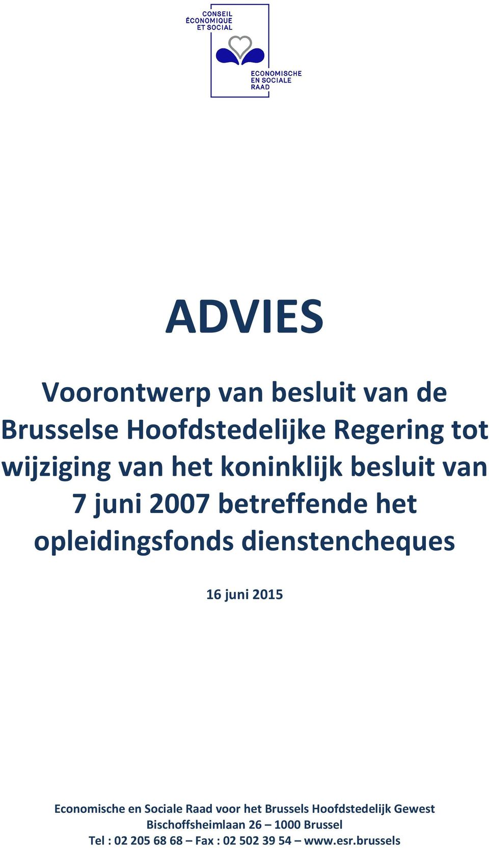 dienstencheques 16 juni 2015 Economische en Sociale Raad voor het Brussels