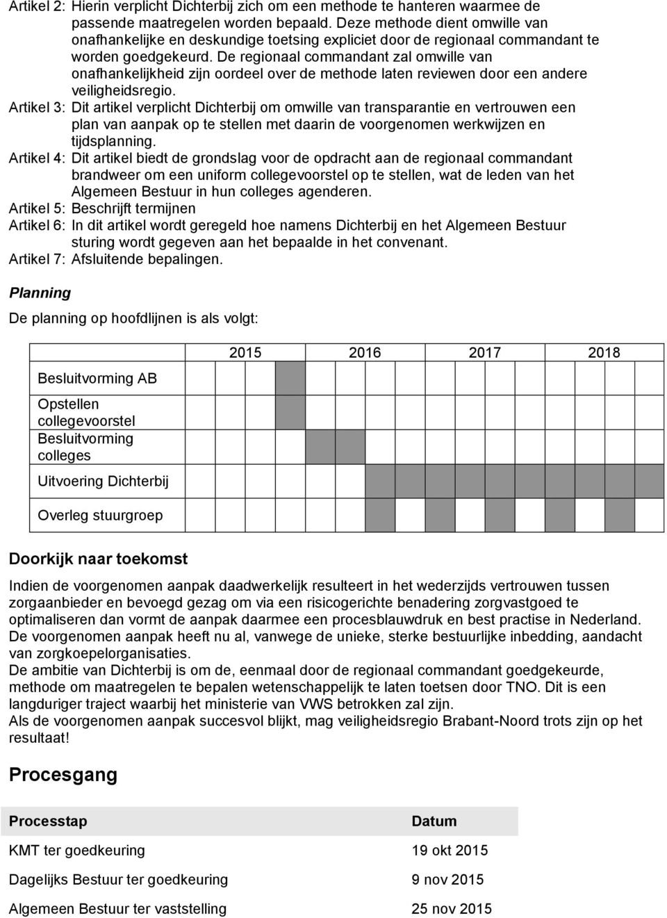 De regionaal commandant zal omwille van onafhankelijkheid zijn oordeel over de methode laten reviewen door een andere veiligheidsregio.