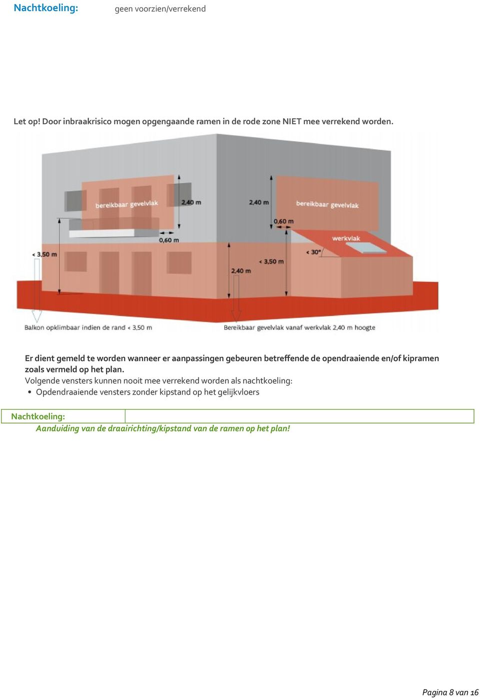 Er dient gemeld te worden wanneer er aanpassingen gebeuren betreffende de opendraaiende en/of kipramen zoals vermeld op