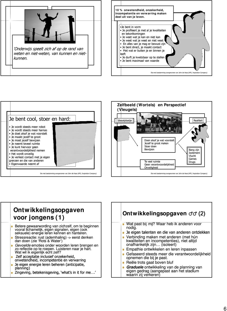 contact Met wat er buiten je en binnen je leeft Je durft je kwetsbaar op te stellen Je bent maximaal van waarde Dia met toestemming overgenomen van John de Haas (APS, Inspiration Company) Zelfbeeld