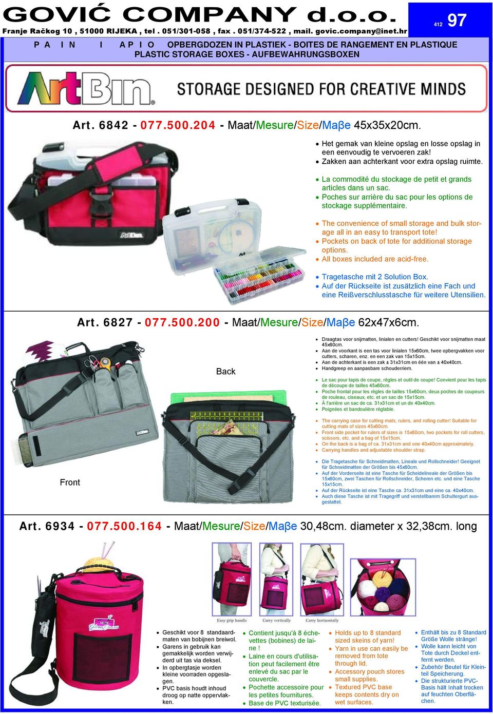 The convenience of small storage and bulk storage all in an easy to transport tote! Pockets on back of tote for additional storage options. All boxes included are acid-free.