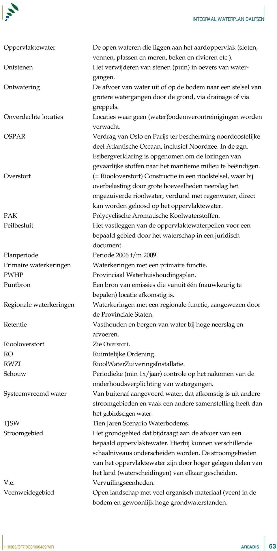 Onverdachte locaties Locaties waar geen (water)bodemverontreinigingen worden verwacht. OSPAR Verdrag van Oslo en Parijs ter bescherming noordoostelijke deel Atlantische Oceaan, inclusief Noordzee.