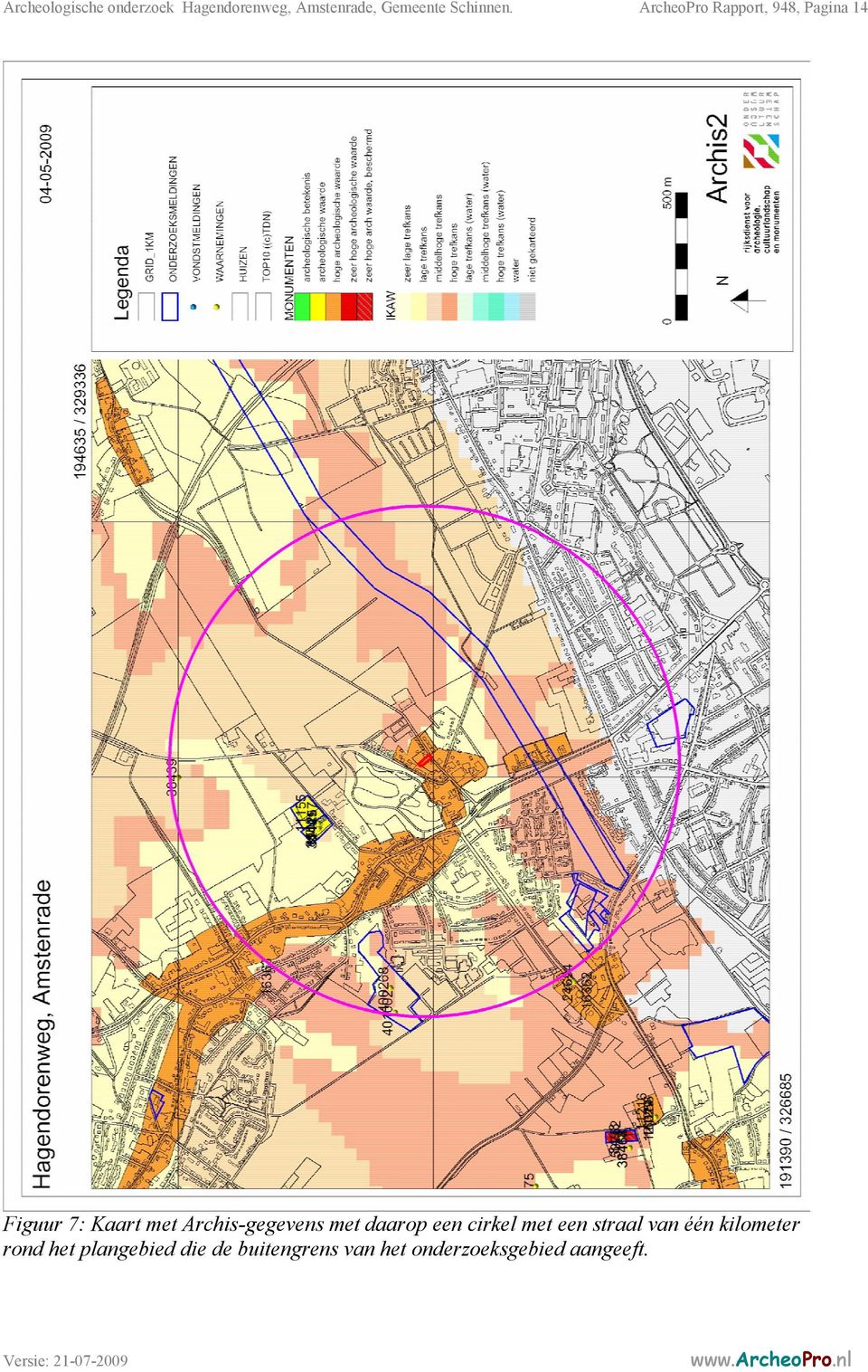 ArcheoPro Rapport, 948, Pagina 14 Figuur 7: Kaart met