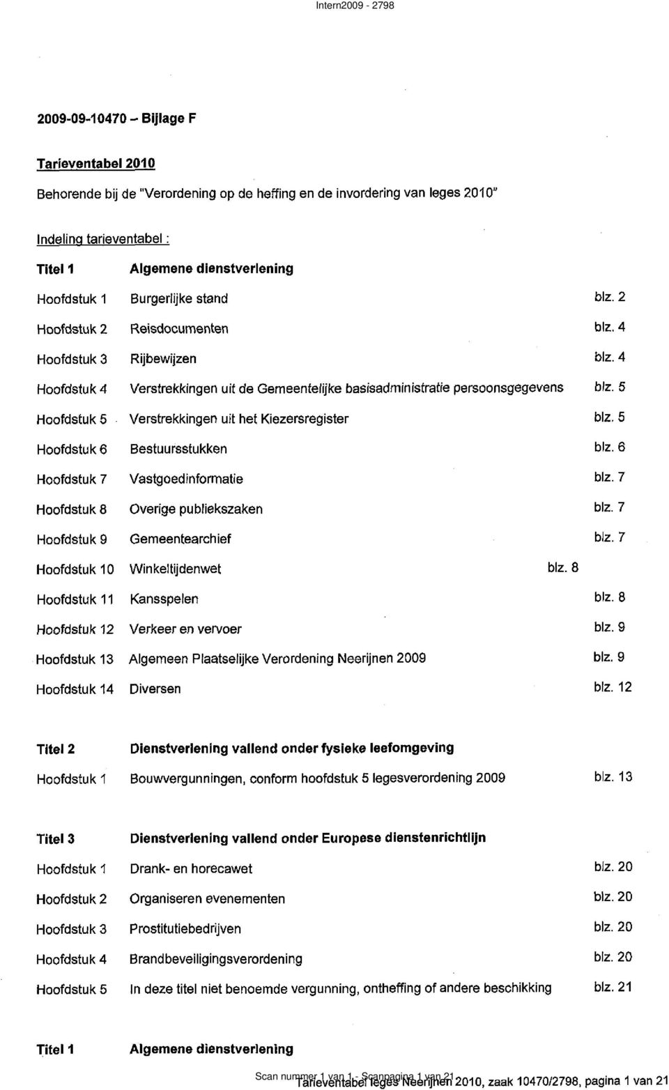 Kiezersregister Hoofdstuk 6 Bestuu~sstukken Hoofdstuk 7 Vastgoedinformatie Hoofdstuk 8 Overige publiekszaken Hoofdstuk 9 Gemeentearchief Hoofdstuk 10 Winkeltijdenwet blz.