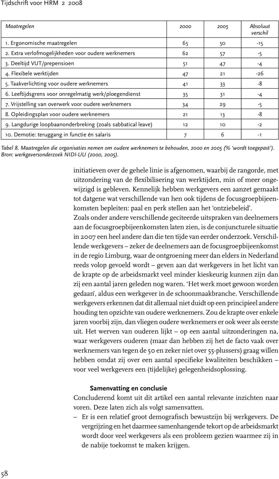 Vrijstelling van overwerk voor oudere werknemers 34 29-5 8. Opleidingsplan voor oudere werknemers 21 13-8 9. Langdurige loopbaanonderbreking (zoals sabbatical leave) 12 10-2 10.