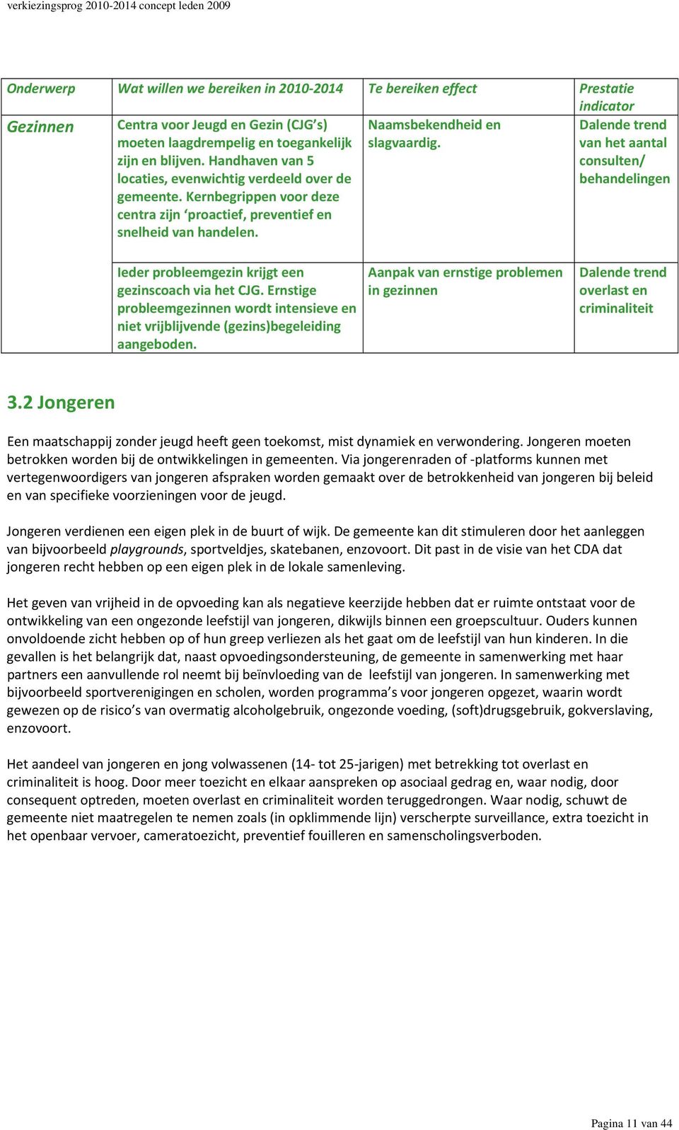 Dalende trend van het aantal consulten/ behandelingen Ieder probleemgezin krijgt een gezinscoach via het CJG.