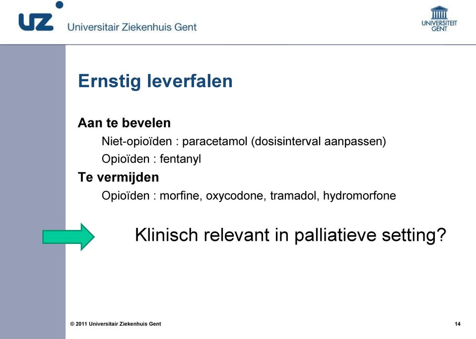 fentanyl Te vermijden Opioïden : morfine, oxycodone,