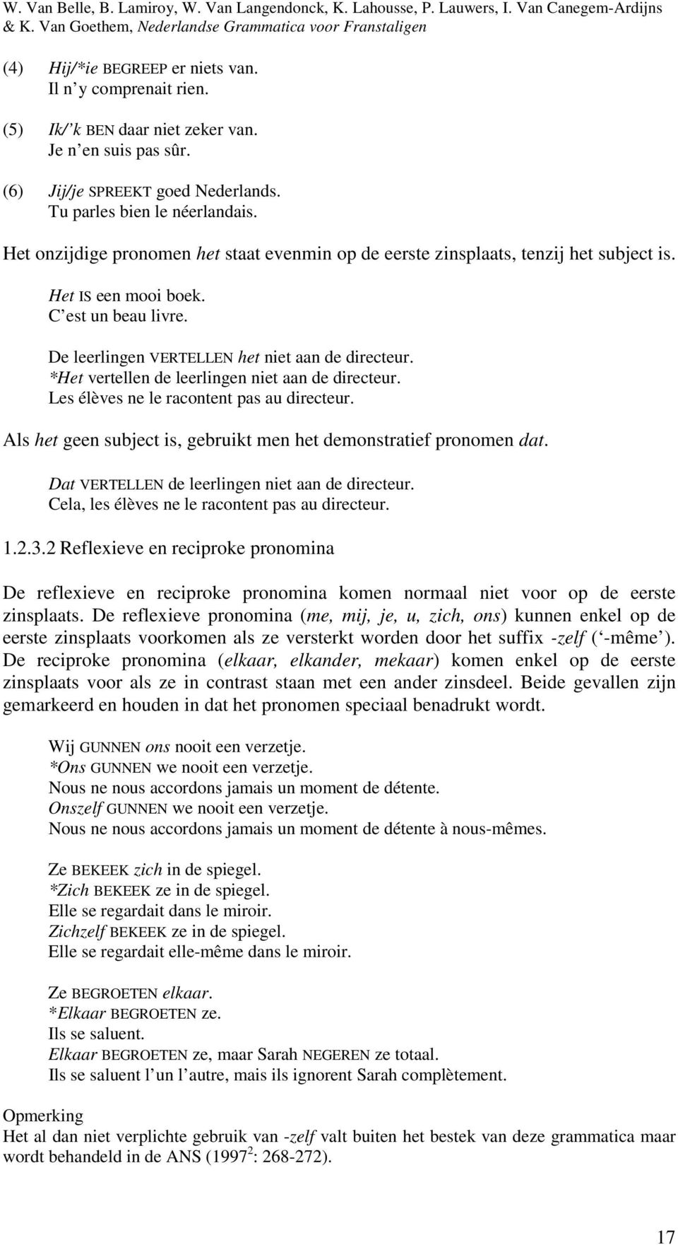 *Het vertellen de leerlingen niet aan de directeur. Les élèves ne le racontent pas au directeur. Als het geen subject is, gebruikt men het demonstratief pronomen dat.