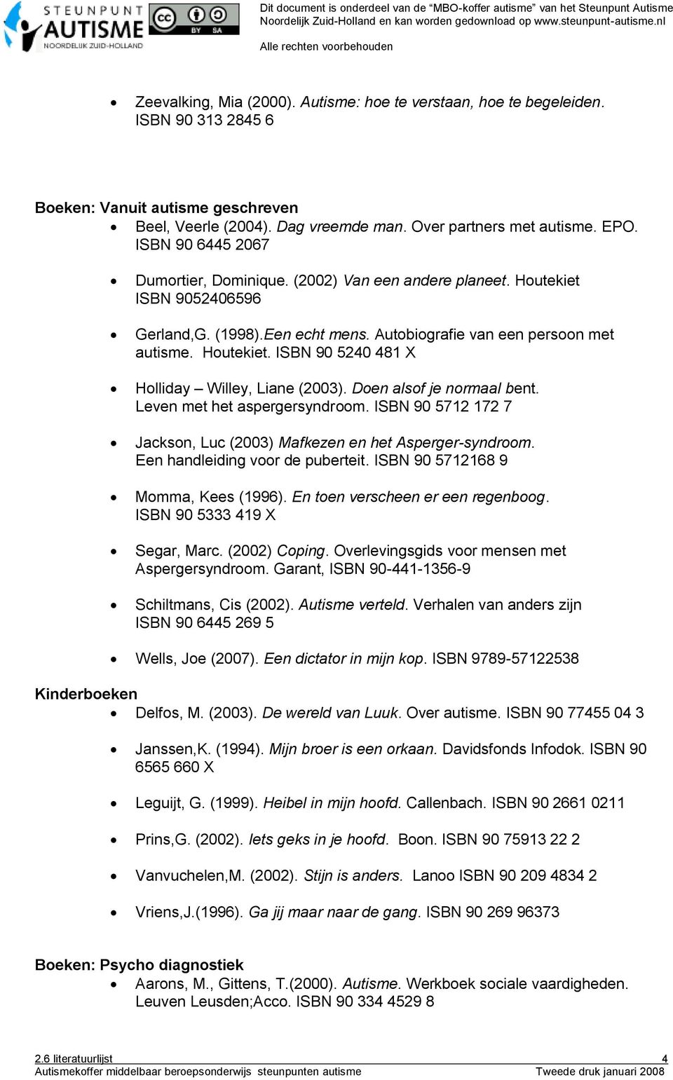 Doen alsof je normaal bent. Leven met het aspergersyndroom. ISBN 90 5712 172 7 Jackson, Luc (2003) Mafkezen en het Asperger-syndroom. Een handleiding voor de puberteit.