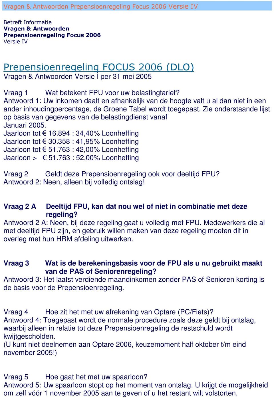 Zie onderstaande lijst op basis van gegevens van de belastingdienst vanaf Januari 2005. Jaarloon tot 16.894 : 34,40% Loonheffing Jaarloon tot 30.358 : 41,95% Loonheffing Jaarloon tot 51.