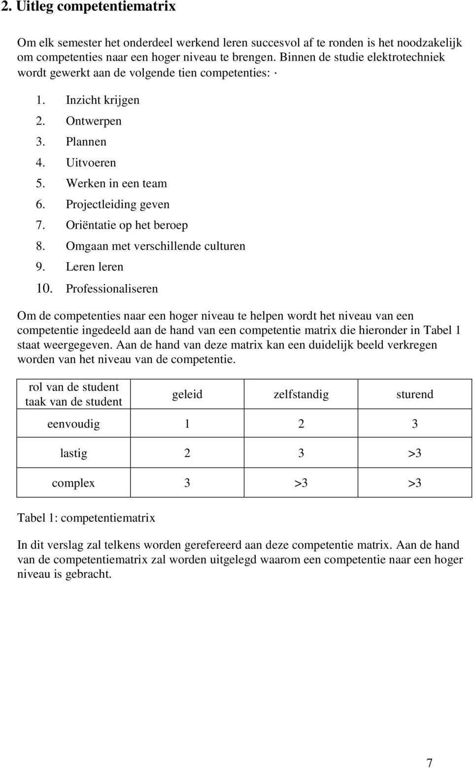 Oriëntatie op het beroep 8. Omgaan met verschillende culturen 9. Leren leren 10.