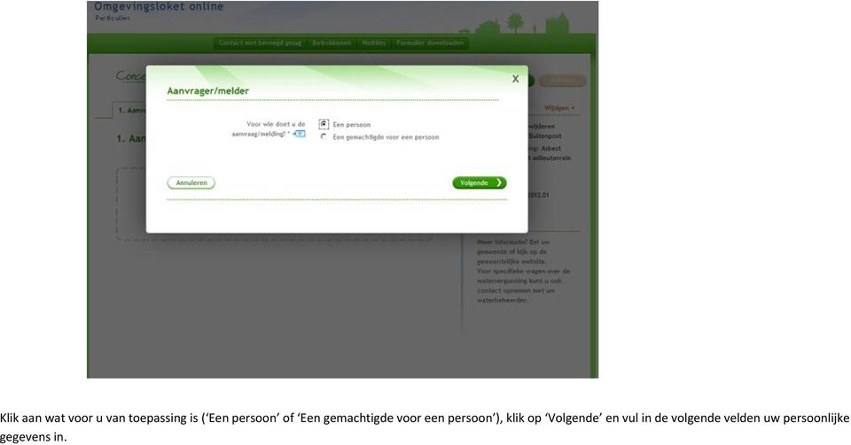 persoon ), klik op Volgende en vul in de