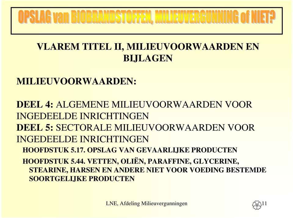 HOOFDSTUK 5.17. OPSLAG VAN GEVAARLIJKE PRODUCTEN HOOFDSTUK 5.44.