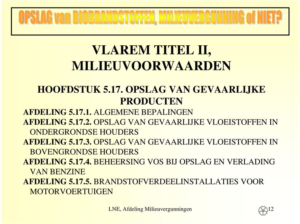 OPSLAG VAN GEVAARLIJKE VLOEISTOFFEN IN BOVENGRONDSE HOUDERS AFDELING 5.17.4.