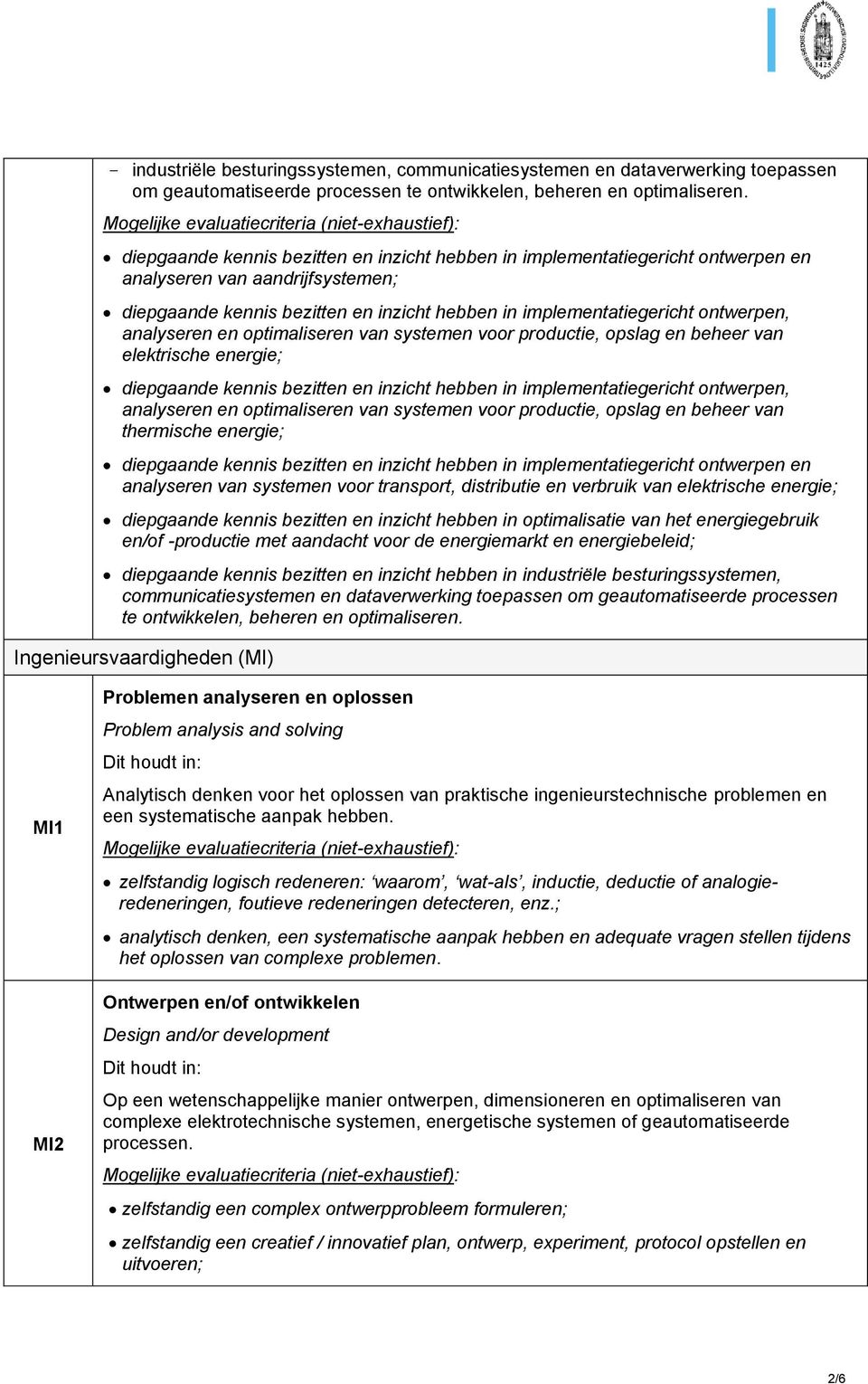 analyseren en optimaliseren van systemen voor productie, opslag en beheer van elektrische energie; diepgaande kennis bezitten en inzicht hebben in implementatiegericht ontwerpen, analyseren en