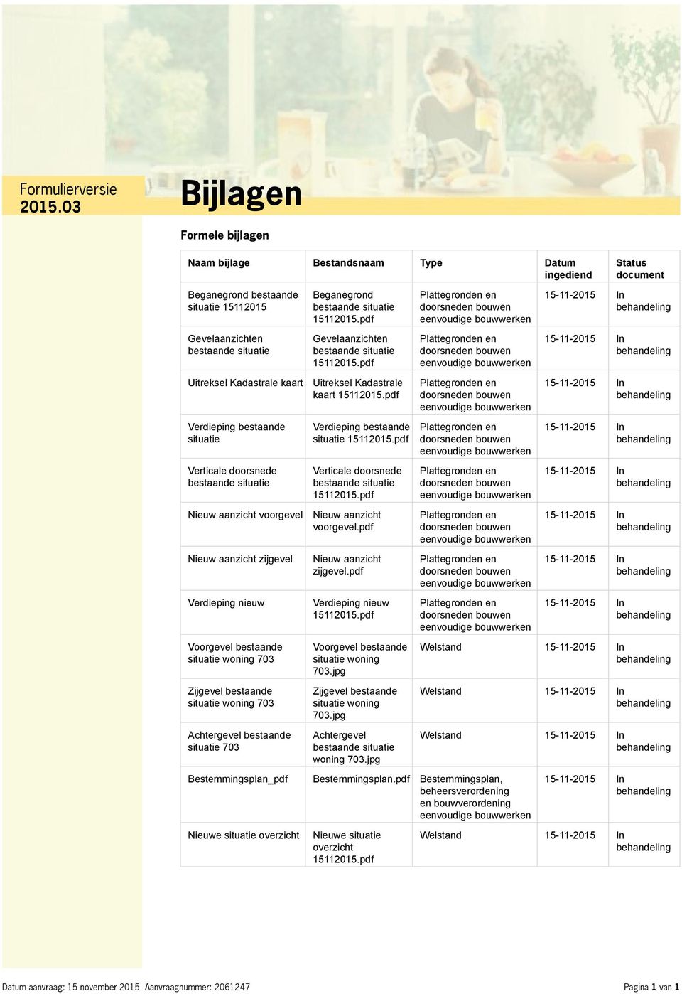 situatie 703 Beganegrond Gevelaanzichten Uitreksel Kadastrale kaart Verdieping bestaande situatie Verticale doorsnede Nieuw aanzicht voorgevel.pdf Nieuw aanzicht zijgevel.