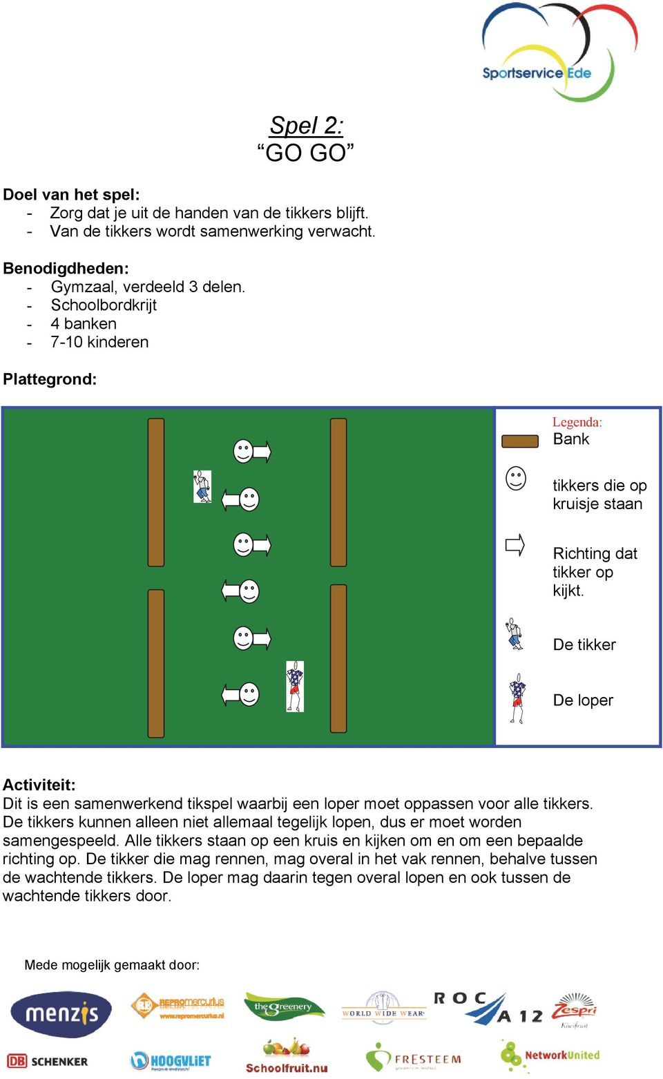 De tikker De loper Activiteit: Dit is een samenwerkend tikspel waarbij een loper moet oppassen voor alle tikkers.