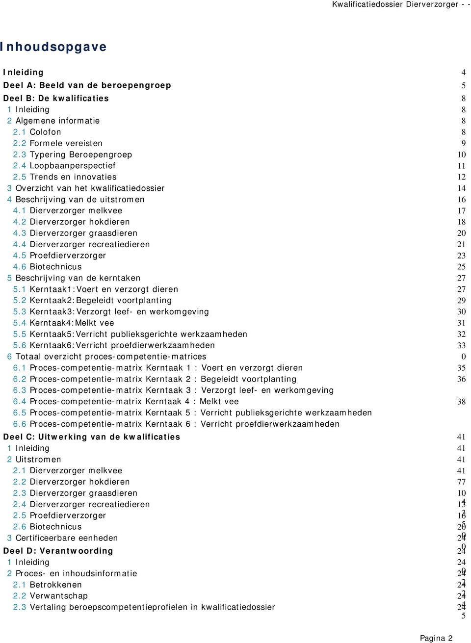 3 Dierverzorger graasdieren 4.4 Dierverzorger recreatiedieren 4.5 Proefdierverzorger 4.6 Biotechnicus 5 Beschrijving van de kerntaken 5.1 Kerntaak1:Voert en verzorgt dieren 5.