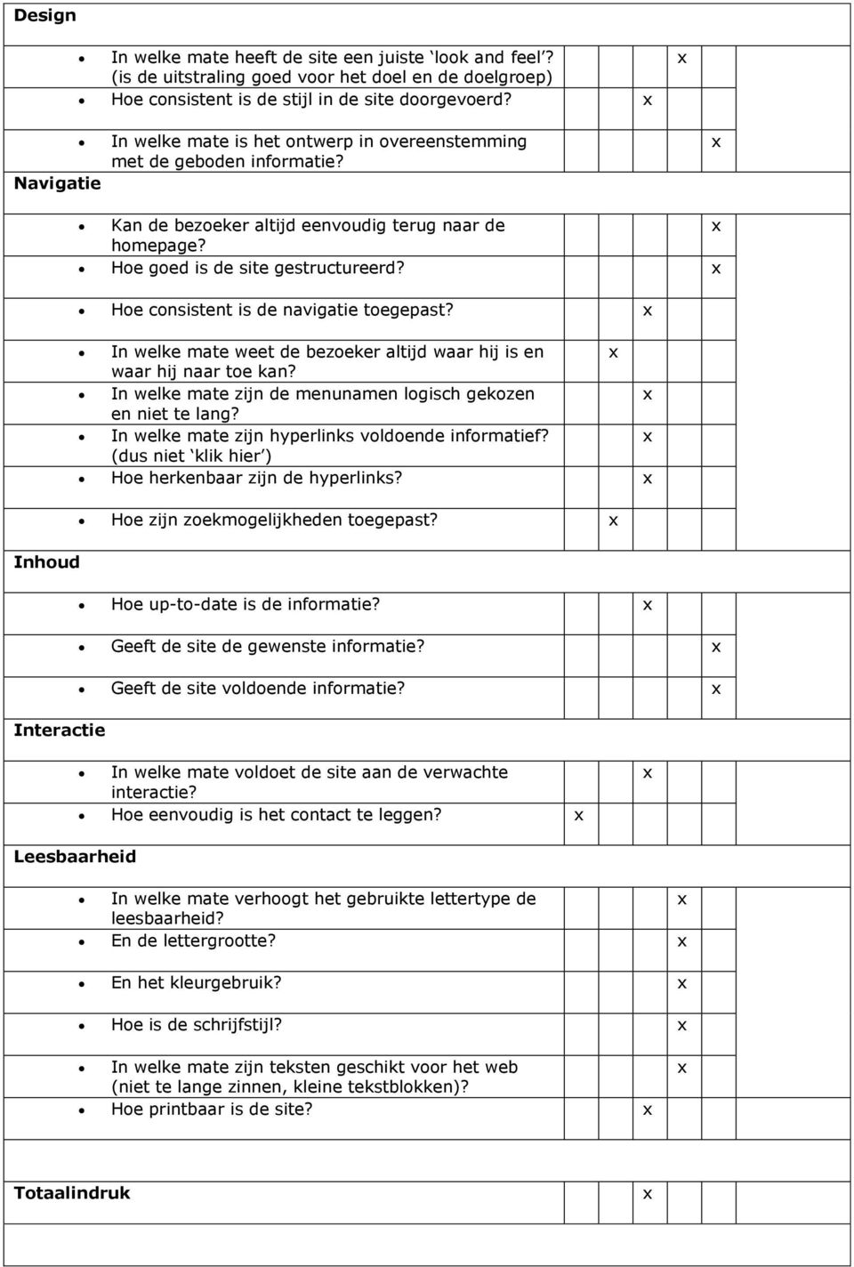 Hoe consistent is de navigatie toegepast? In welke mate weet de bezoeker altijd waar hij is en waar hij naar toe kan? In welke mate zijn de menunamen logisch gekozen en niet te lang?