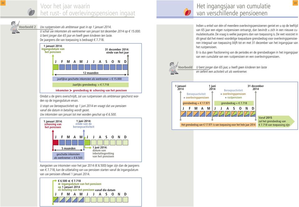 1 januari 2014: ingangsdatum van het pensioen J F M A M J J A S O N D 12 maanden 31 december 2014: einde van het jaar jaarlijkse geschatte inkomsten als werknemer = 15.