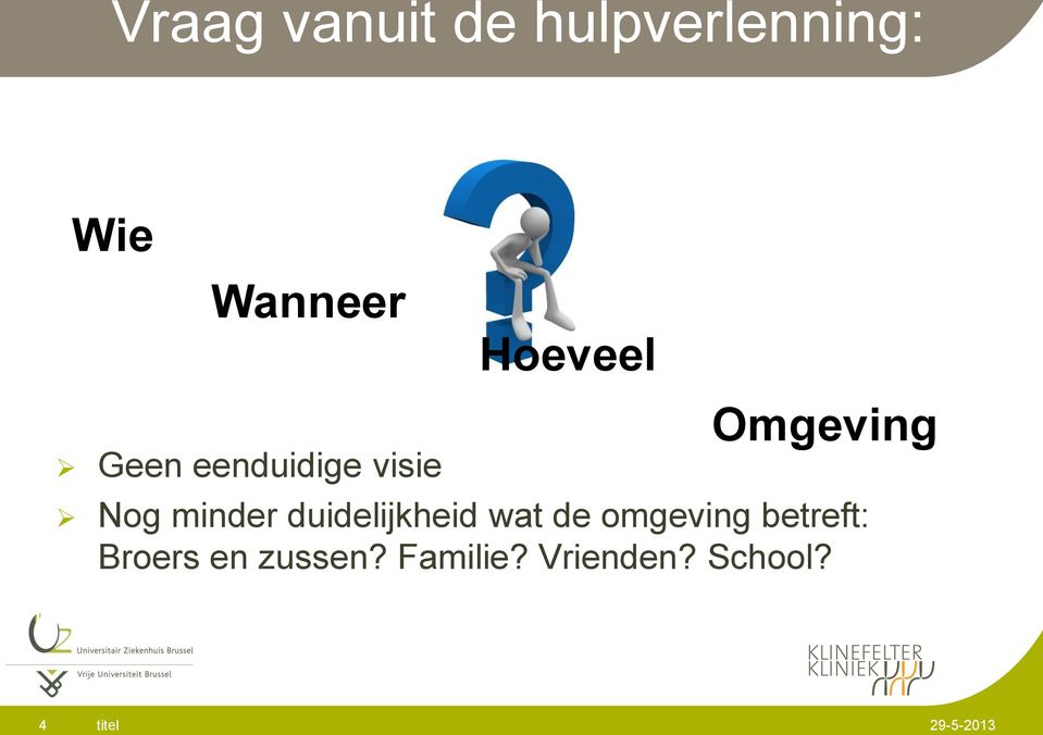 minder duidelijkheid wat de omgeving betreft: