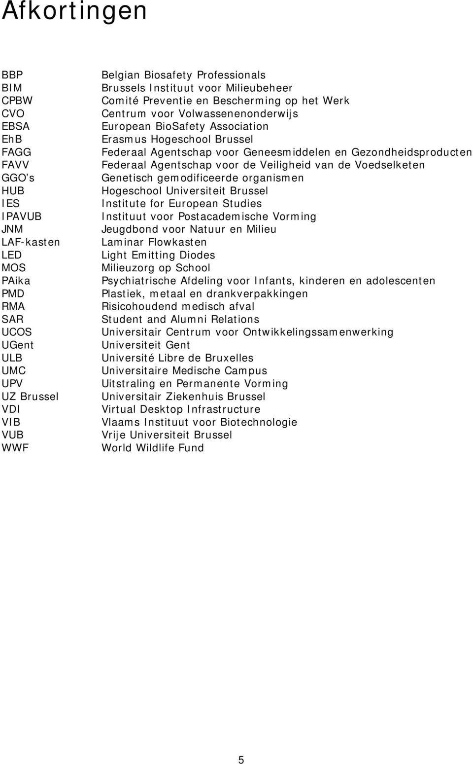 Geneesmiddelen en Gezondheidsproducten Federaal Agentschap voor de Veiligheid van de Voedselketen Genetisch gemodificeerde organismen Hogeschool Universiteit Brussel Institute for European Studies