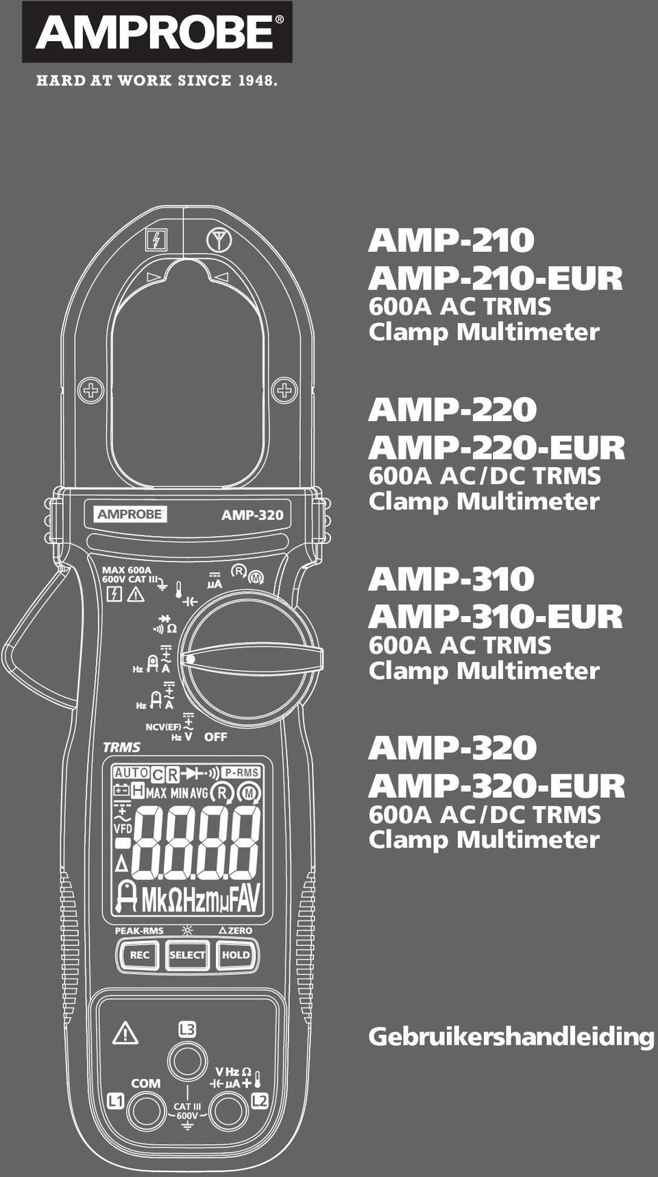 AMP-310-EUR 600A AC TRMS Clamp Multimeter AMP-320