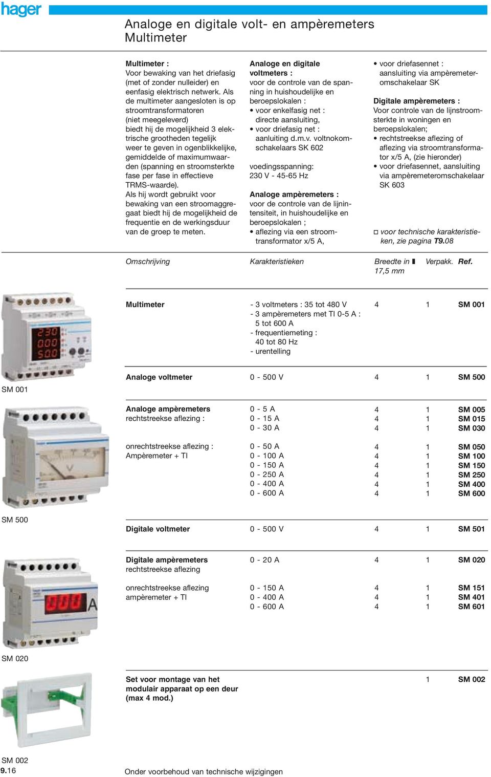 (spanning en stroomsterkte fase per fase in effectieve TRMS-waarde).